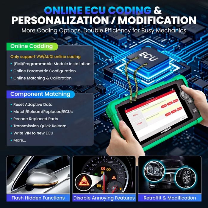 Máquina Diagnóstico OBD2 Eléctricos Launch CRP919 EV 2A actualizaçãoes