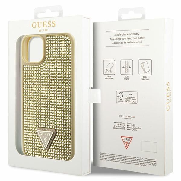 Guess Futerał Do Iphone 13 / 14 / 15 (Rhinestone Triangle) Złoty