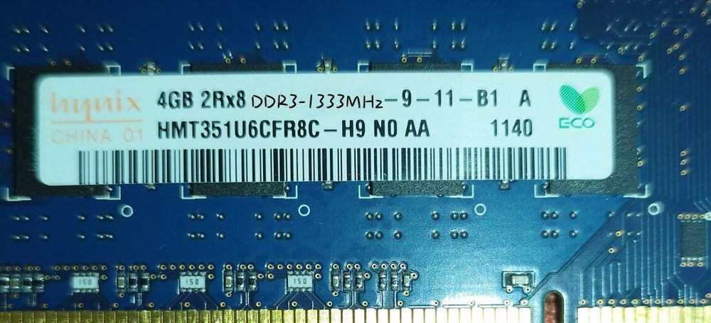 2 Плашки оперативної пам'яті DDR3-1333MHz по 4 ГБ