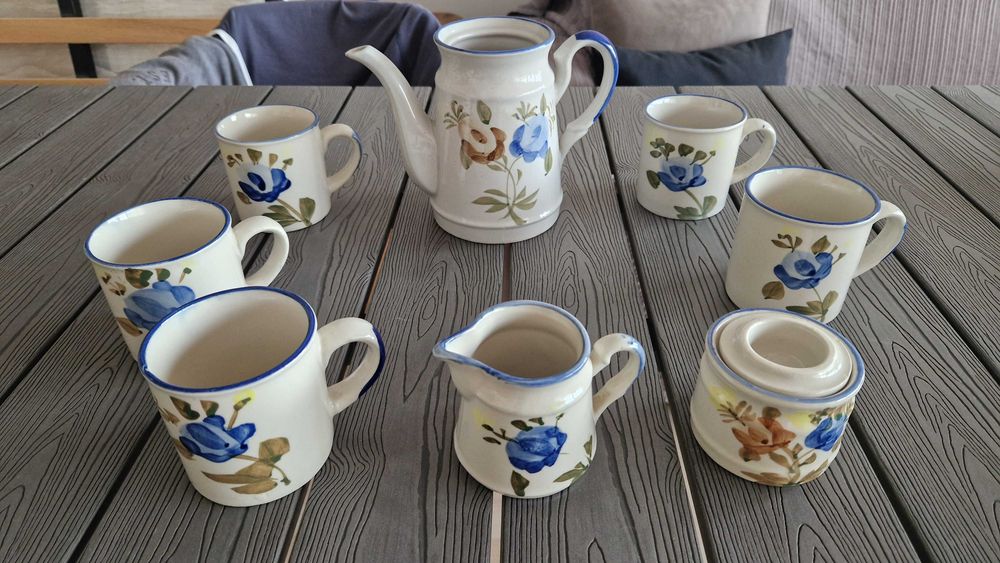 Serviço de chá louça cerâmica pintada a mão vintage