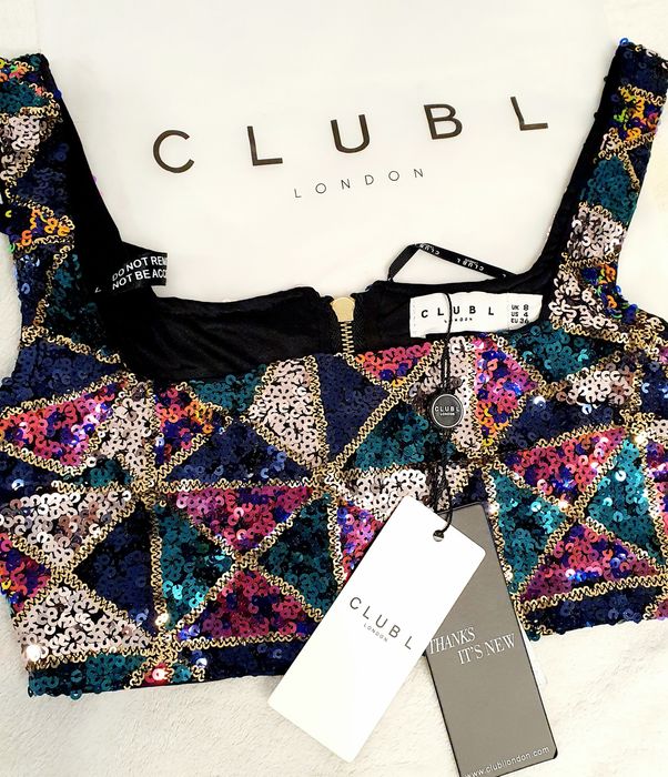 OKAZJA nowy cekinowy wieczorowy top bluzka impreza party 38 M 36