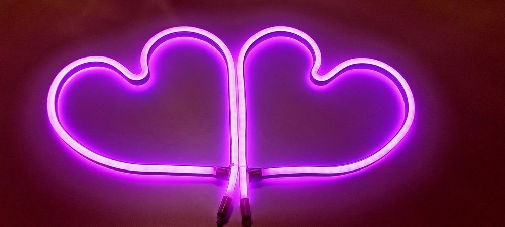 2 SZT NEON różowe Serce Dekoracja na ścianę