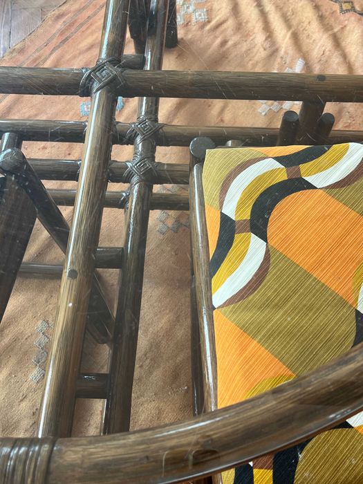 Peça vintage única dos anos 70 - Mesa centro redonda em bambu