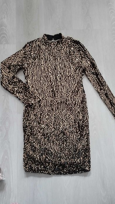 Vestido novo elegante lantejoulas com manga