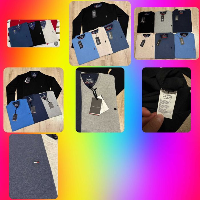 S-XXXL swetry męskie Tommy Hilfiger serek i okragle Ralph Lauren nowość