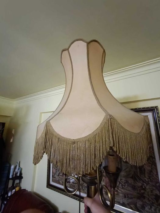 Candeeiro de Pé Vintage em Latão com Abat-jour Original