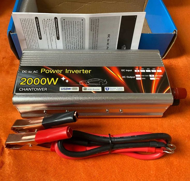Инвертор на 12в. Преобразователь питания на 2000 Вт для авто и дома