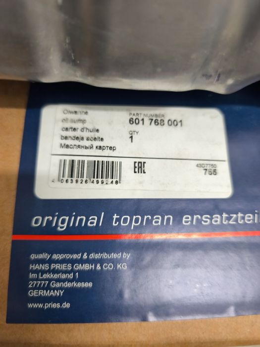 Miska olejowa nowa Topran 601-768