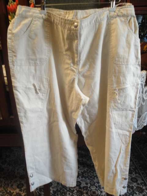 Spodnie damskie rybaczki roz. 46 Len i bawełna