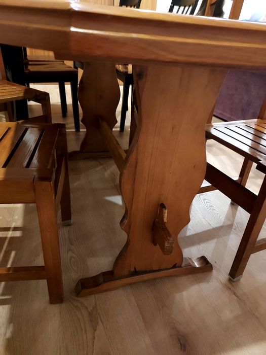 Mesa madeira robusta 150*73cm +4 cadeiras