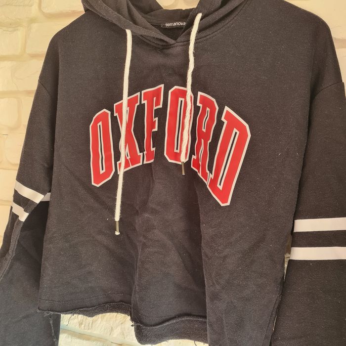 Czarna krótka oversizowa bluza z kapturem, S/M Oxford