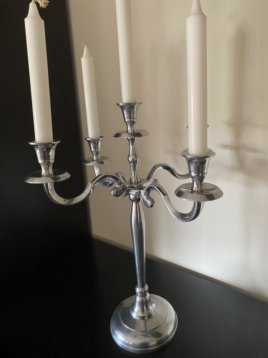 Castiçal Prateado 5 velas