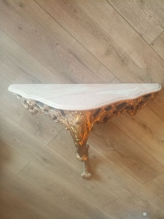 Konsola ścienna, retro,barok, vintage,złota,marmur.