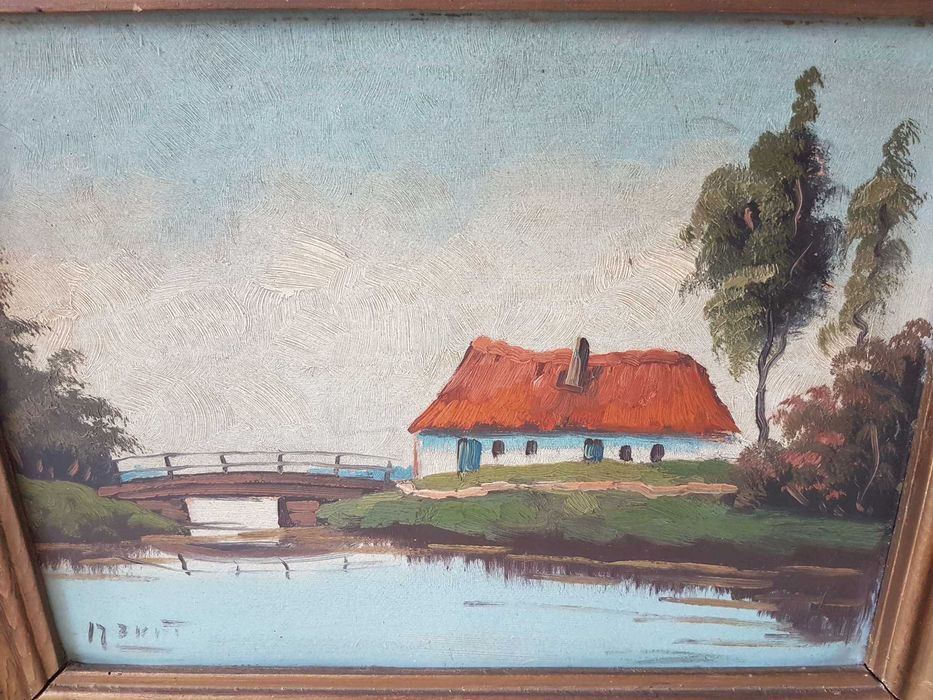 Bardzo stary olejny obraz na desce - podpisany wyprzedaż okazja!