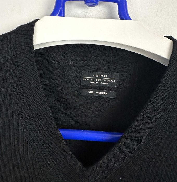 Sweter wełniany ALLSAINTS merino czarny serek S