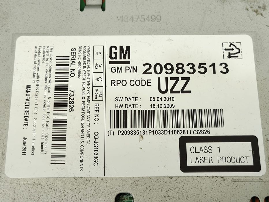 Auto Radio Sistema De Som Original GM Opel Insignia A Astra J Meriva