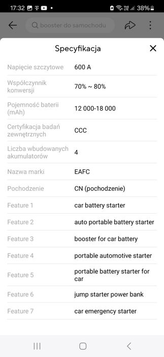Nowy booster EAFC Do akumulatorów 12v 600A