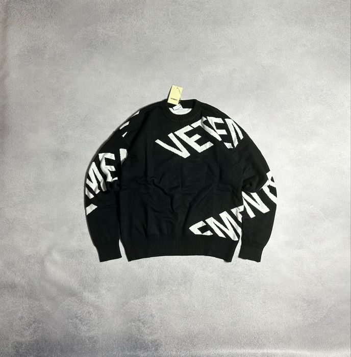 Светр Vetements Oversized Logo-Jacquard Merino Wool Sweater - Black