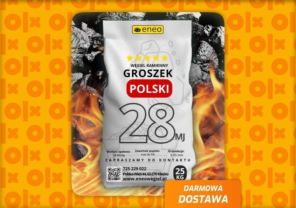 Ekogroszek PROMOCJA! Węgiel groszek, miał, pellet. DOSTAWA ZA DARMO!