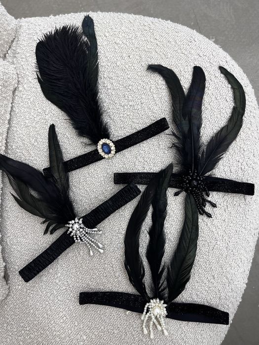 Украшение на голову, повязка с пером, с камнем, Гэтсби, чикаго