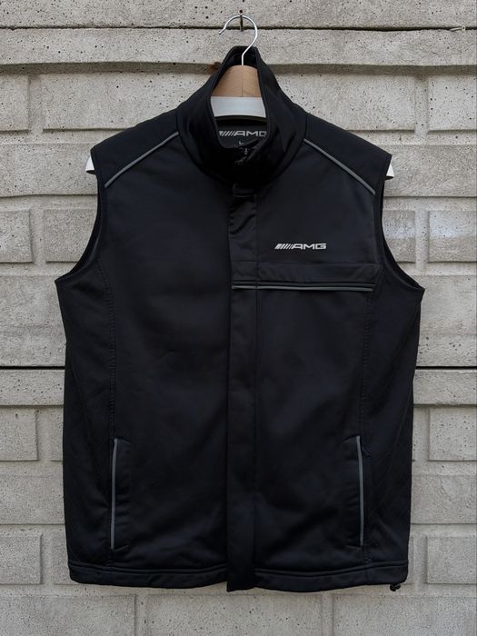 Czarna, softshellowa, polarowa kamizelka, bezrękawnik Mercedes AMG Softshell Vest, rozmiar L