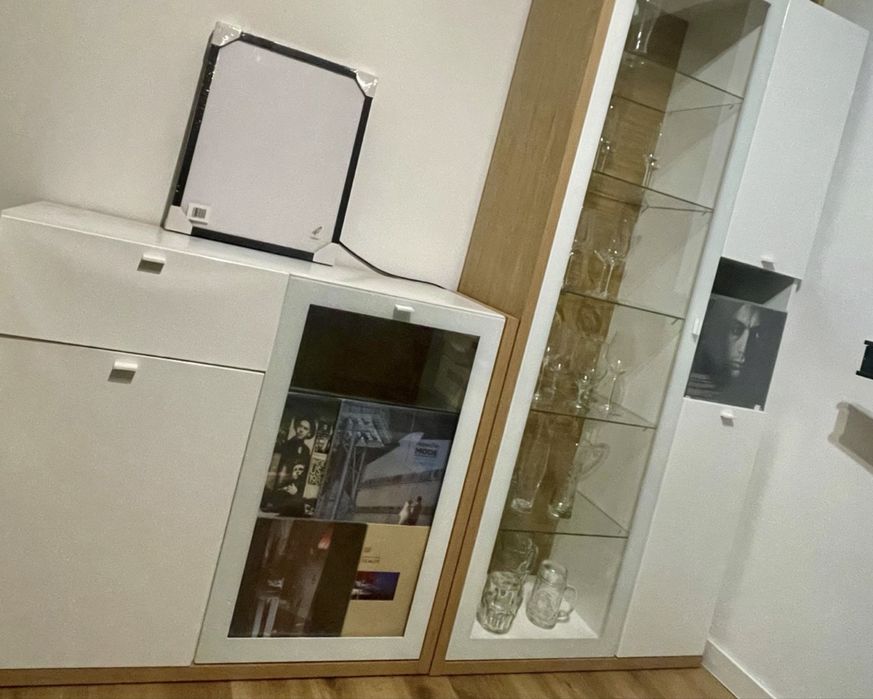 Komoda + witryna / szafa, fornir, szklana, szuflada