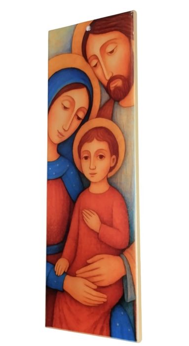 Ikona Świętej Rodziny na płytce ceramicznej – 30 × 10 cm – Nowa