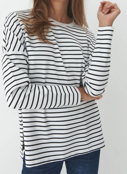 Bluzka w paski Mohito xS 34 lekka bluza z wiskozą longsleeve basic