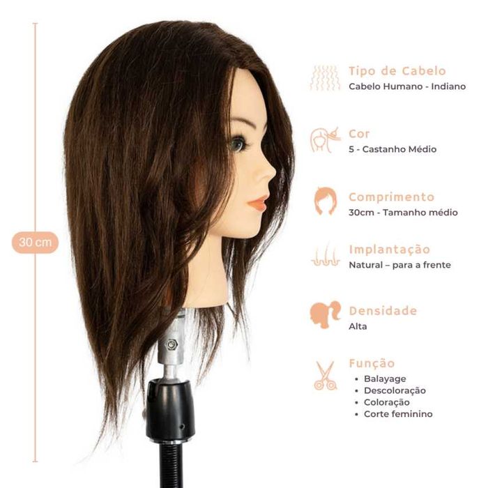 Cabeça de Manequim com 100% de Cabelo Natural (Novas e Profissionais)