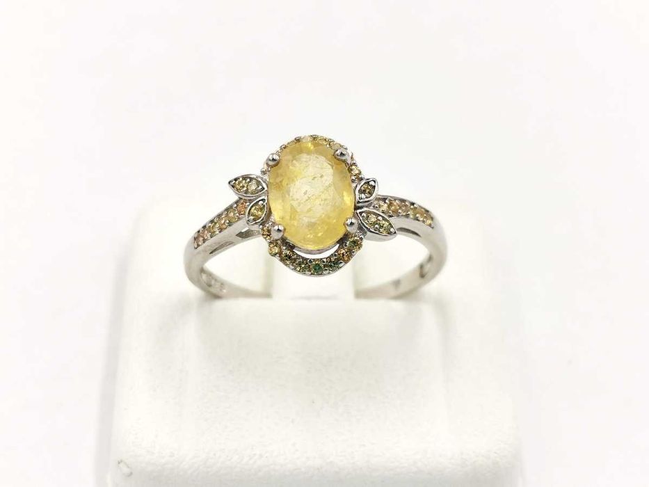 pierścionek srebro 925 szafiry żółte 2,37 g certyfikat