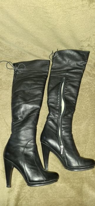 Жіночі  ботфорди натуральна замша та кожані