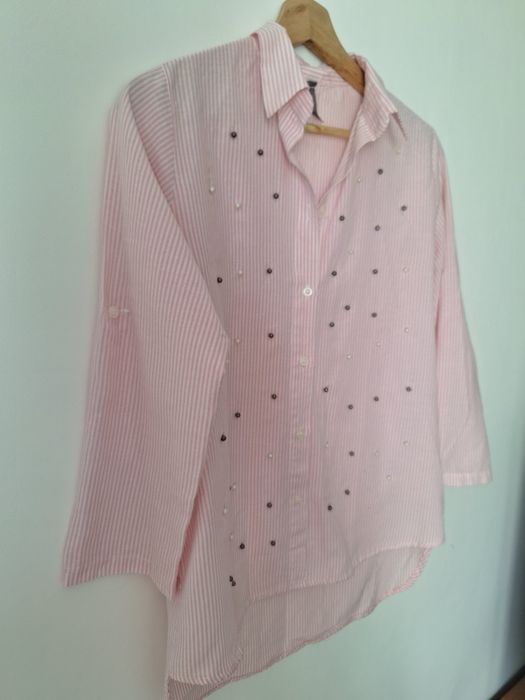 Koszula w paski różowa