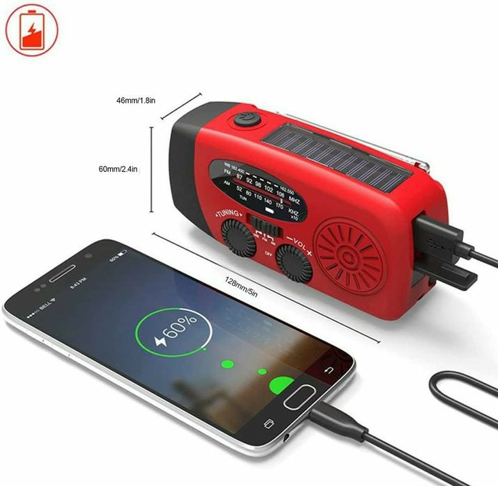 Przenośne radio solarne, latarka, dynamo powerbank