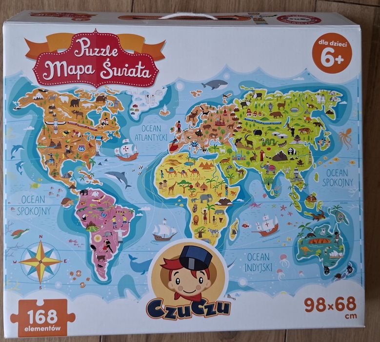 Puzzle CzuCzu mapa świata 168 elementów