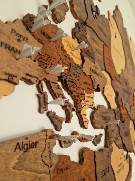 Drewniana Mapa Świata 3D Enjoy The Wood Smokey | XL 200cm