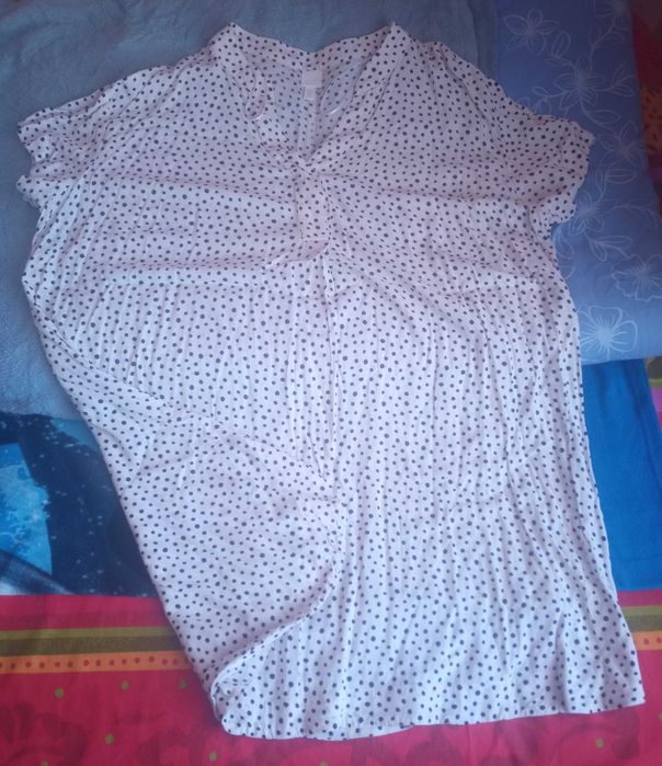 Sukienka damska cienka biała w czarne kropki H&M r.XL