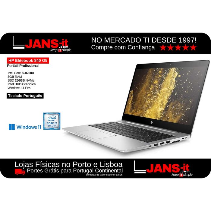 HP Elitebook 840 G5 | i5-8350u | 8GB | SSD 256GB | 14" FullHD | PT64740305162370121