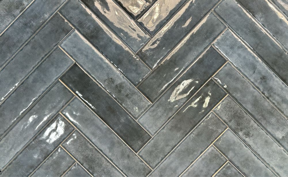 Płytki Monpelli navy 29,8 x 6,5 mix cegiełka STR połysk blue ściana