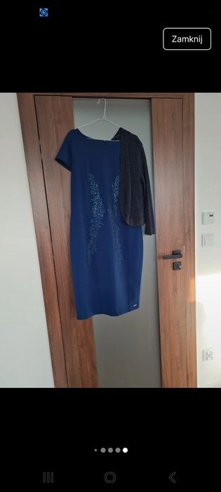 Komplet sukienka granatowa bolerkiem