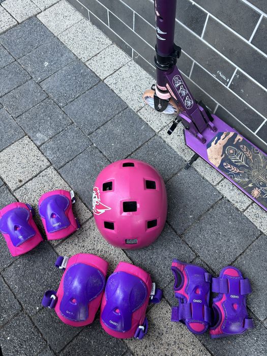 hulajnoga+kask+zestaw ochraniaczy