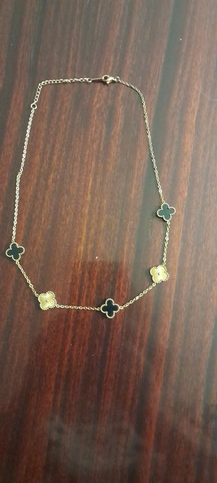Choker flores dourado/preto