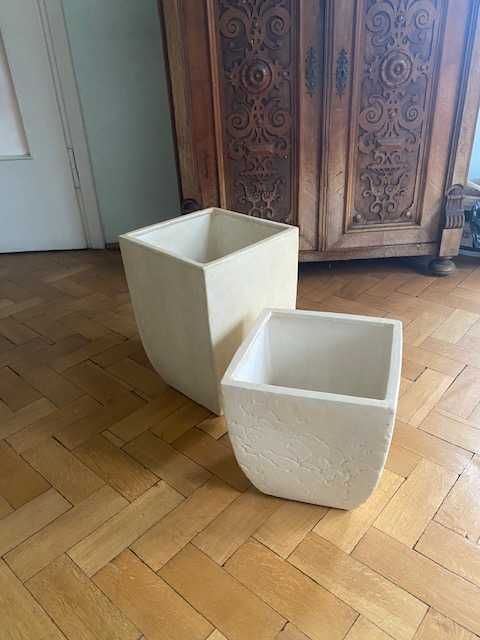 2 szt. DUŻE OSŁONKI  na donice komplet donice jasne ecru