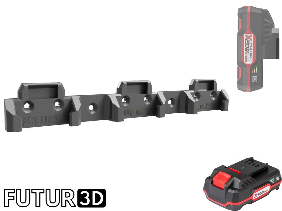 Uchwyt potrójny na akumulator Parkside X20V Team z blokadą