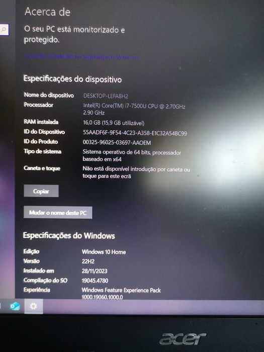 Portátil Acer Aspire F 15