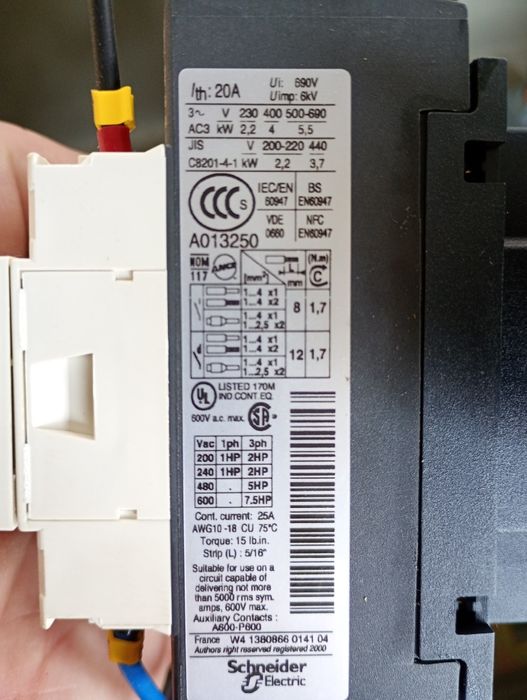 Продам Електричну шафу керування з Контактором Telemecanique Lc1d 20A