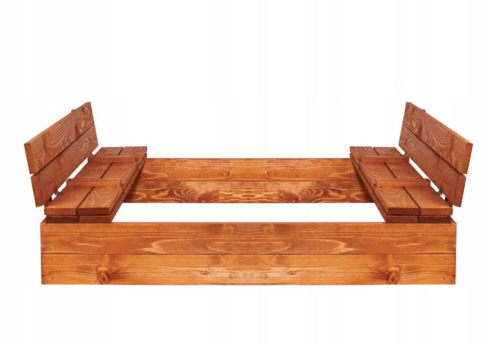 Duża Piaskownica Impregowana 120 cm Drewno Zamykana z Ławkami GRATISY