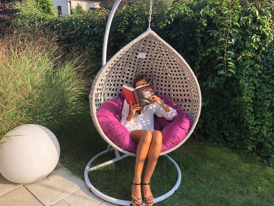 Fotel wiszący SOLO XXL nowy model szary technorattan bujak kosz kokon