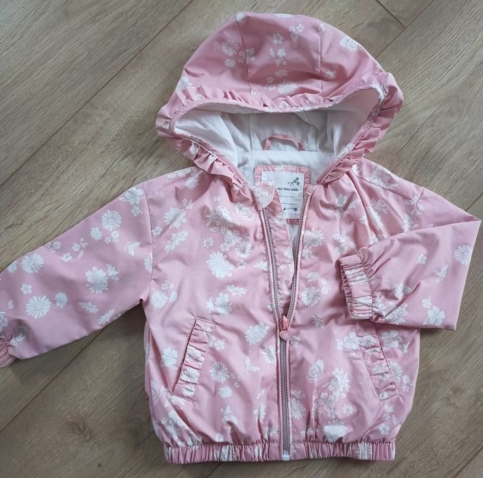 Zestaw dla dziewczynki 74 kurtki przejściowe i bluza BDB