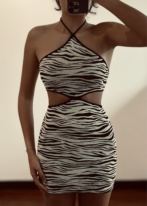 Bershka short dress in zebra