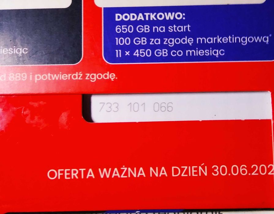 733 _ 10 _ 10 _ 66 Złoty prosty numer nowy starter na kartę Virgin